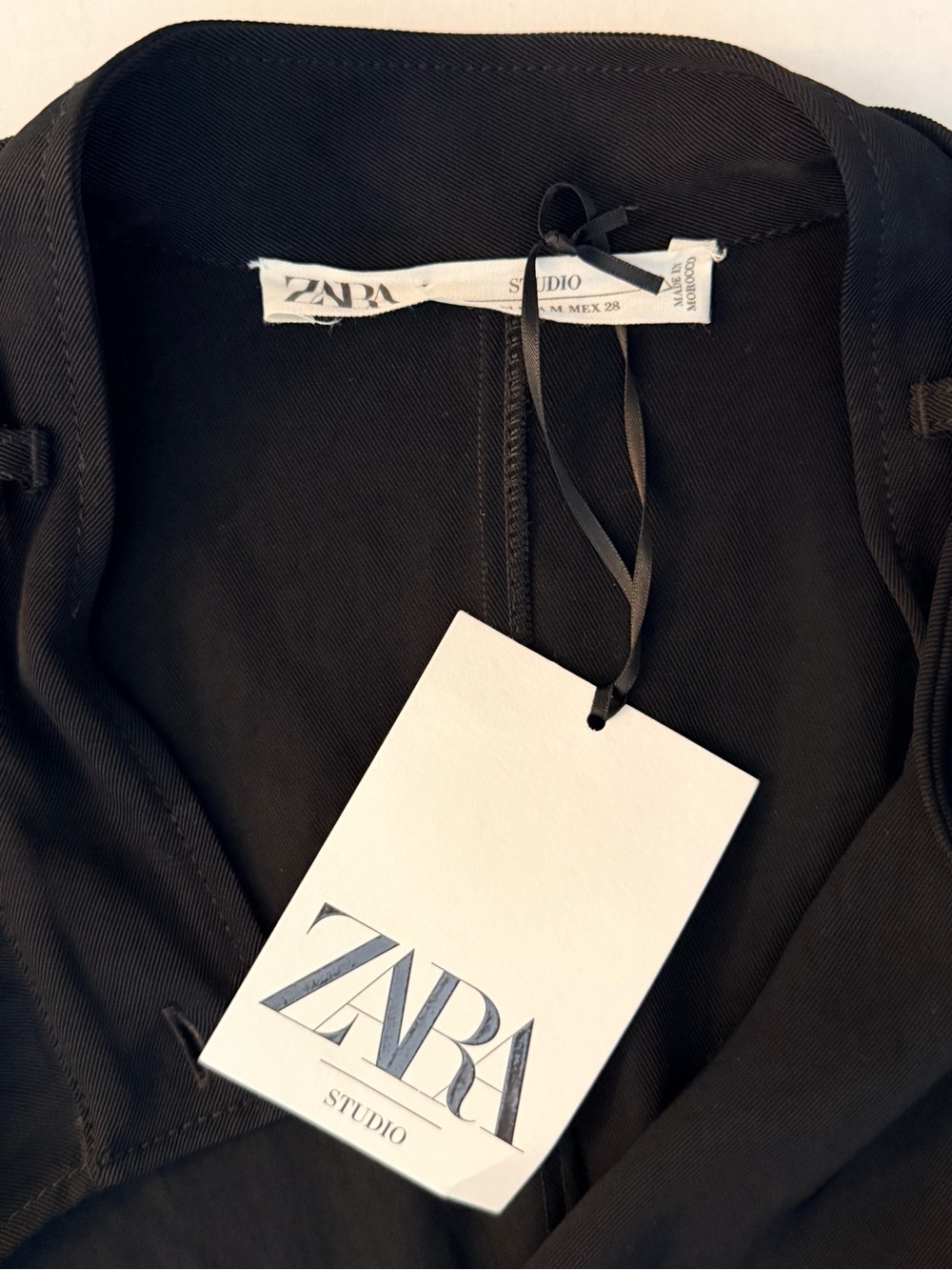 Rare Zara Studio Limited Edition Black Belted Overlay Utility Mini Dress NWT M - Picture 10 of 16